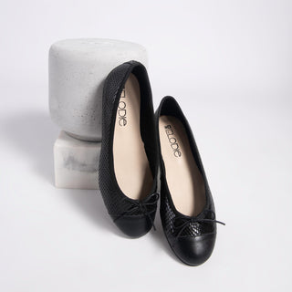 ZAPATO BAILARINA 166691 EN PIEL SERPIENTE NEGRO