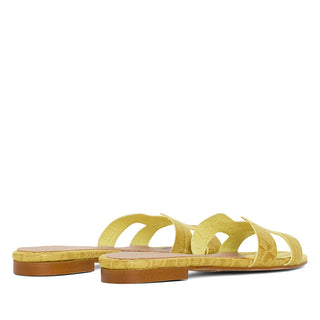 SANDALIA ANNETTA EN PIEL COCO AMARILLO