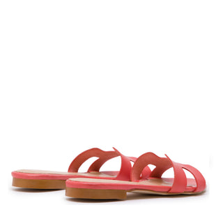 SANDALIA ANNETTA EN PIEL VAQUETA CORAL