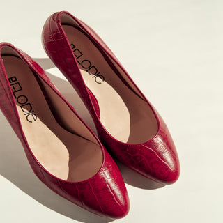 ZAPATO MARIA EN PIEL COCO ROJO