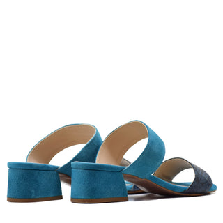 SANDALIA CA-1335 ANTE VERDE (AZUL) PICCARA AZUL