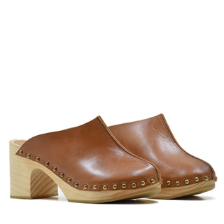 ZUECO MADERA NATURAL CUERO