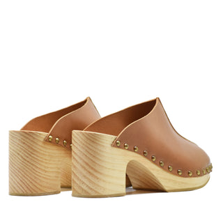 ZUECO MADERA NATURAL CUERO