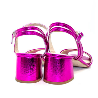 SANDALIA YMILIA PIEL METALIZADO FUCSIA